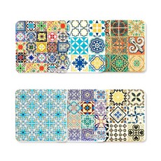 아줄레주 사각형 세라믹 컵 코스터 6개 세트