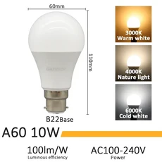 전구 1-20pcs 3CCT LED 3 색 조정 AC110V 220V E27 B22 기본 3000K 4000K 6000K 메모리 기능 색온도 재설정, [51] 10W B22, [01] AC100-240V, [04] 5pcs, 1개