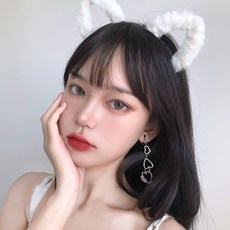 頭飾 動漫 日系軟妹, 貓耳鏤空髮箍U434-白, 1個