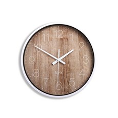 비엘와이 무소음 아날로그 벽시계 25cm, woody
