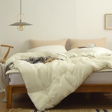絎縫超細纖維四季被, 象牙白, 被子+薄墊+枕套2入