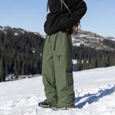 男士大尺碼冬季保暖運動長褲：防風防水加厚滑雪登山休閒工裝羽絨褲 90白鴨絨, L建議體重65-75公斤, 森林綠