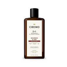 Cremo Bourbon & Oak 투인원 샴푸 및 컨디셔너 모든 모발 유형에 수분을 공급하고 클렌징하는 이발소 등급 품질 473.2ml(16온스) 407790, 16 Fl Oz (Pack of 1)