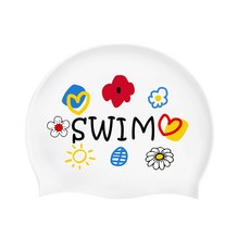 올아이엠 SWIM 실리콘 수모 수영모자 비비드, 1개, 화이트