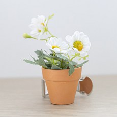 러블리 데이지 인테리어 토분 커튼집게 11cm 조화 소품 커튼장식 꾸미기, 1개, 크림
