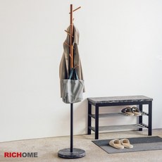 RICHOME 柏蒂衣帽架, 黑色(橡膠實木掛勾)