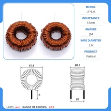 40mm 6.8/33/180/220/330/900UH/2/10/15MH KS 157125 Sendust 토로이달 인덕터 SPWM 필터, 07 3.8mH 1.0 V, 01 CHINA