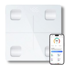 LKOUY 스마트 체중계 체성분 체지방 인바디 정밀측정 가정용, 1개, 화이트, FS8