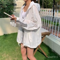 冰絲防曬衣女夏季防紫外綫開衫防曬服寬鬆大碼長袖學生連帽薄外套