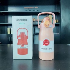 316不鏽鋼手提保溫杯 運動戶外便攜水壺, 粉色, 1套, 1000ml