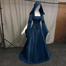 女巫服中世紀復古風婚紗連帽束腰連衣裙萬聖節服裝 副廠產品