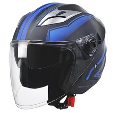 오토바이 스쿠터 헬멧 성인용 오픈 페이스 헬멧 더블 바이저 패션 개성 남성 및 여성용 DOT 승인 (XL GIAY) 149965, XL, 블루