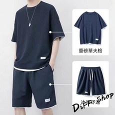 Diff Shop 休閒運動套裝 短袖上衣 五分短褲