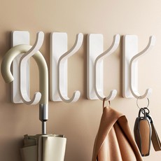 코트와 수건을 위한 니프가프 벽걸이 13파운드 접착식 도어 행거 스틱 벽 옷장 욕실을 끈적끈적한 검은색 4팩, White, 4 Pa