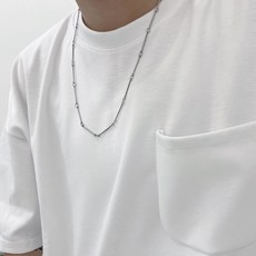 實拍 竹節拼接項鍊 鈦鋼 細鏈 銀色, 1個