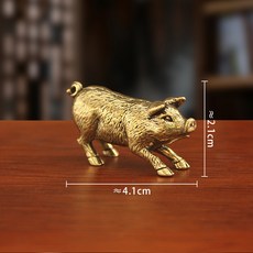 十二生肖擺件 立體銅器 茶寵文玩 本命年飾品 工藝收藏 禮品贈送+黃銅大號(豬)生肖擺件