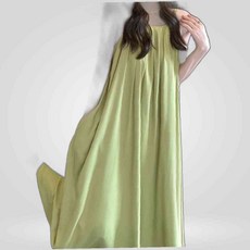 LETEO-협력업체 그린색 끈나시 롱원피스 바캉스 패션 코디 끈나시롱원피스 비치웨어 비치룩 여름휴가원피스