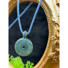 蔓華翡翠 冰種藍水翡翠A貨平安扣吊墜, 1個