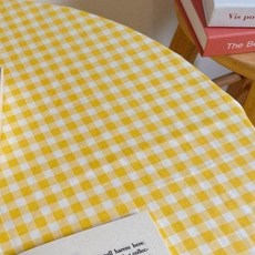 法式花邊紅格子野餐墊桌布 復古紅格餐桌墊, 黃色格子 蕾絲花邊,90cm*90cm
