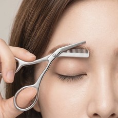 다이떼 스텐 손쉬운 눈썹정리 눈썹미용 눈썹빗 눈썹가위, 1개, 실버