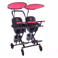 데이희 쌍둥이띠 띠 트윈 신생아 힙시트 듀얼, 등받이 쿠션+레드 캐노피