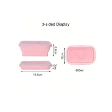 4개 세트 350/500/800/1200ml 접이식 실리콘 도시락 세트 마카롱 색상 휴대용 보온 식품 용기 야외 피크닉, 11 1Pc 800ml pink