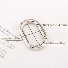 5 개/몫 금속 타원형 Carabiner 걸쇠 클립 스냅 후크 스프링 개방형 열쇠 고리 DIY 펜던트 커넥터 개 체인 버클 가방 Carabiner, Bright silver28mm