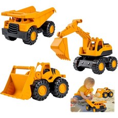 야전삽 휴대용 텐트 캠핑공구 세트 3개 건설 차량 굴착기 장난감 작업 덤프트럭 모형 자동차 모래상자 모래놀이, yellow