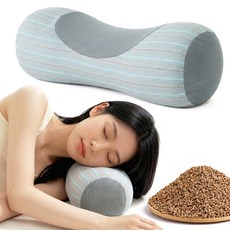 Leesheer 스트라이프 메밀 베개 3D 입체 경추베개 통기성 좋은 숙면, 1개, 블루