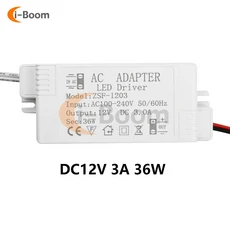 LED 드라이버 AC 110V 240V DC 12V 변압기 저전압 전원 공급 장치 어댑터 스트립 조명 캐비닛 전구, [04] 36W, 1개