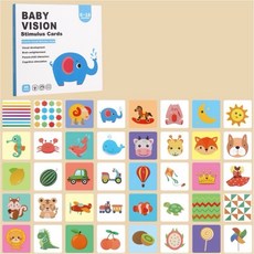 寶寶視覺刺激黑白卡 彩色認知圖卡套裝 嬰幼兒早教啟蒙益智玩具, 1個, 彩色卡 (推薦6-18個月), 彩色