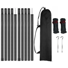 방수포 캠핑 텐트용 텐트 폴 방수포 폴 조절 가능한 헤비 듀티 폴 배낭 하이킹용 텐트 폴 천막 액세서리, 03 185CM with Kits