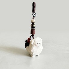 羊咩咩手工木雕小羊桃木梅花編織鑰匙扣汽車書包掛件精緻掛飾禮物