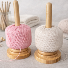 올리OLI 원목 뜨개실 회전 거치대 실패 꽂이 얀 홀더, 1개, 내추럴 우드