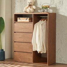 키낮은 5단 서랍 옷장 행거 1000, 멀바우