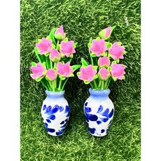泰國手工蓮花供佛擺飾 瓷器花瓶 神明供奉一對, 粉色2個