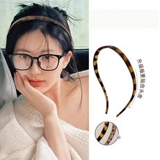 [호피 아세테이트] 가벼운집게핀 머리띠 헤어밴드 헤어장식, 4. 3개 세트 (귀 안눌림)