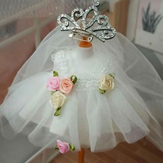 팝마트 라부부 마카롱 하이라이트 인형옷 17cm 인형 펜던트, 라눕 17cm, 흰색 거즈 치마 + 베일 + 리본