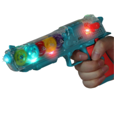 透明齒輪玩具槍 兒童益智玩具 發光音樂仿真手槍, 藍色, 1個