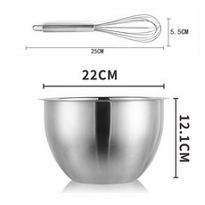不銹鋼加深加厚防濺打蛋盆 - 廚房家用烘焙打發奶油, 專業打蛋盆【加大】+打蛋器, 1個