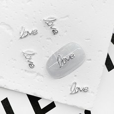 러브 레터링 실버 네일파츠 NO.109B (5개입)