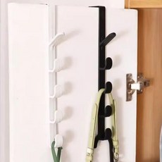 무타공 도어 후크 행거 모자 가방 걸이 방문뒤 고리 수납 정리 튼튼한 스틸 걸이 공간활용 자취방 옷걸이 수납 도구, 블랙