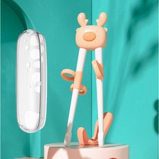 兒童學習筷 輔助筷 訓練筷 易夾練習筷, 橙色三合一筷子+收納盒, 1個