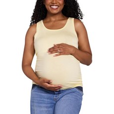 Motherhood Maternity 여성용 사이드 주름 장식 스쿱넥 임산부 탱크탑 레드 XS, 파스텔 옐로우