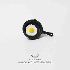 平底鍋煎蛋造型髮箍，可愛趣味髮飾, 平底鍋煎蛋-髮夾