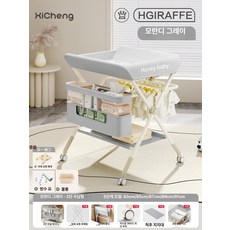 하우바이몰 기저귀교환대 기저귀갈이대 출산선물 출산용품 기저귀교환매트 신생아선물 신생아, 1개, 모란디그레이 세티 PRO 패션 바구니+5단