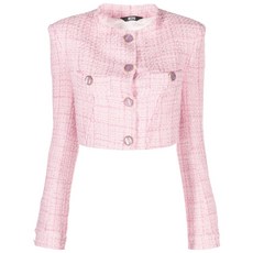 GCDS 버튼 업 트위드 크롭 재킷