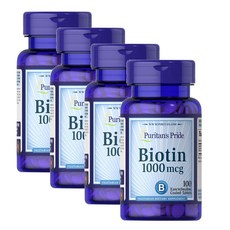 퓨리탄스프라이드 비오틴 1000mcg Puritans Pride Biotin, 4개, 100정