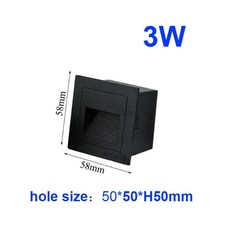 벽 램프 계단 매립형 매립 실내 실외 방수, Black 58mm 3W, 110V220V green, 1개