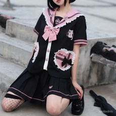 砂糖の時光 熊補補JK甜音喵JK制服套裝 短袖水手服 學生可愛幼稚園套裝